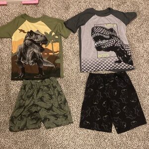 Wonder Nation Dinosaur Pajama Set - Olive and Charcoal